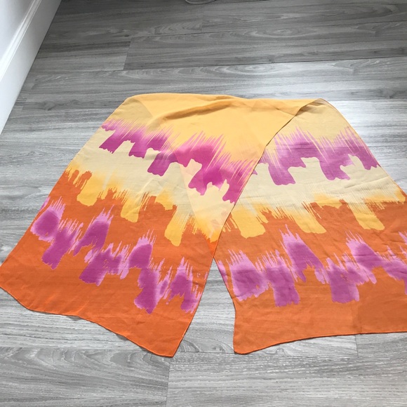 Vibrant Orange and Purple Scarf Rectangle Chiffon - Picture 1 of 8